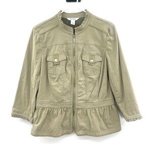 White House Black Market Green Full Zip Light Jacket Women's 10